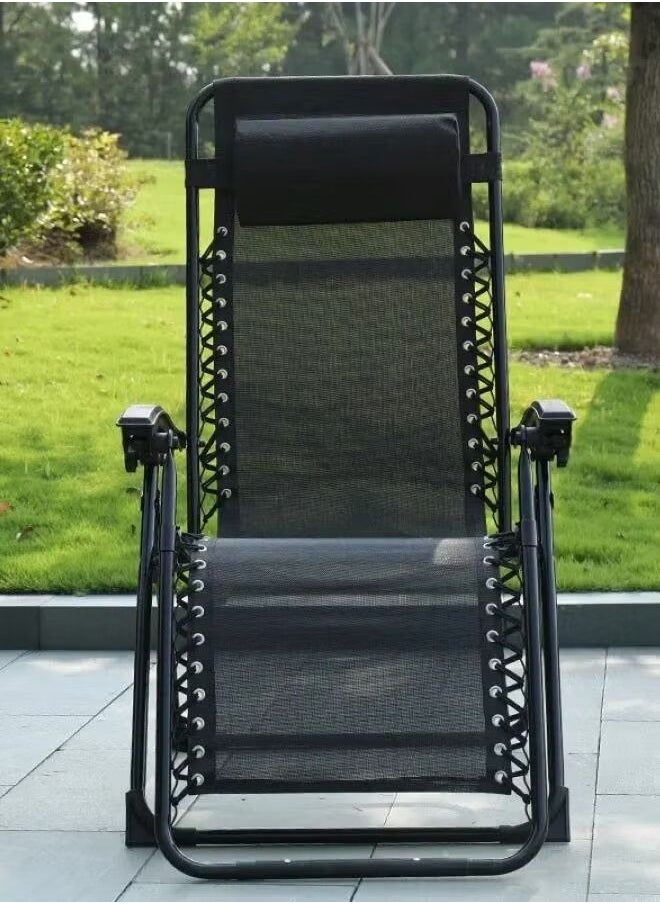 watheer - Foldable Adjustable Reclining Chair Outdoor Lounge Chair Adjustable Beach Chair and Garden Chair with Pillows Foldable Camping Chair Zero Gravity - Image 1