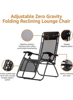 watheer Foldable Adjustable Reclining Chair Outdoor Lounge Chair Adjustable Beach Chair and Garden Chair with Pillows Foldable Camping Chair Zero Gravity  - Image 5