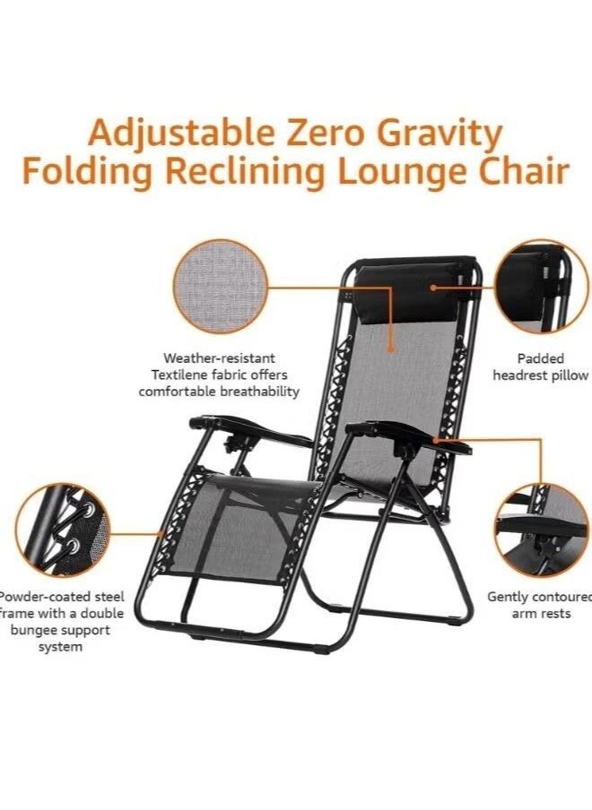 watheer - Foldable Adjustable Reclining Chair Outdoor Lounge Chair Adjustable Beach Chair and Garden Chair with Pillows Foldable Camping Chair Zero Gravity - Image 1