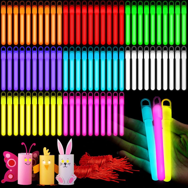 Lewtemi 50 Pack 4 or 6 Bright Glow Sticks Bulk Glow in the Dark Party Supplies Birthday and Holidays 4 InchMulticolor - Image 3