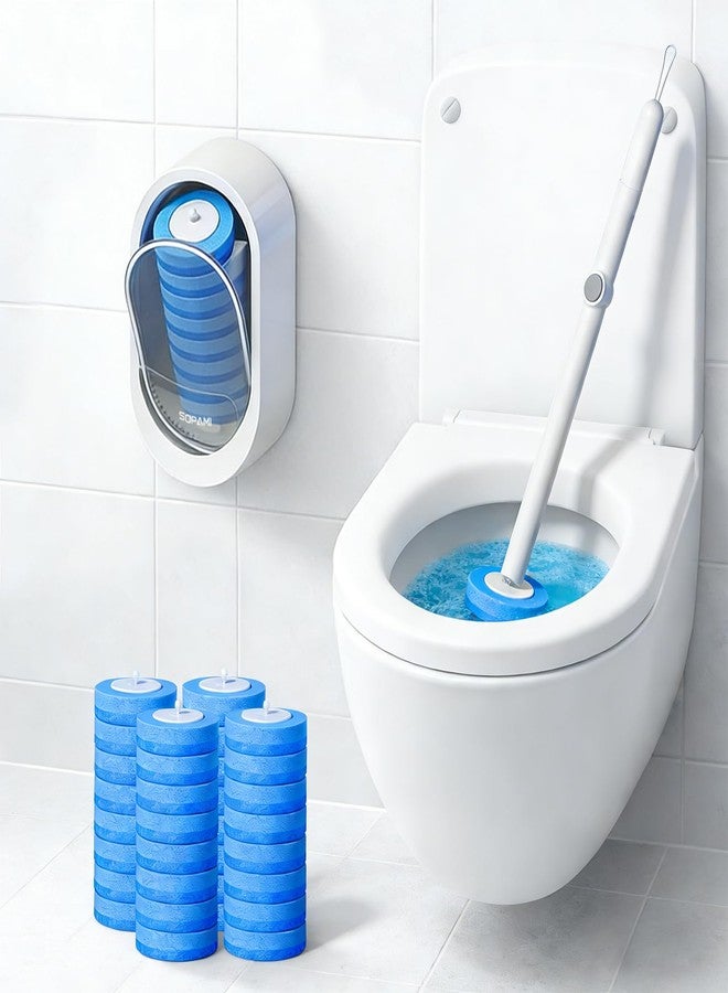SOPAMI Disposable Toilet Cleaning System - Toilet Wand Kit with 32 High-Performance Refills, Wall Mounted Toilet Brush and Holder for Deep Cleaning Bathroom 32pcs - Image 1