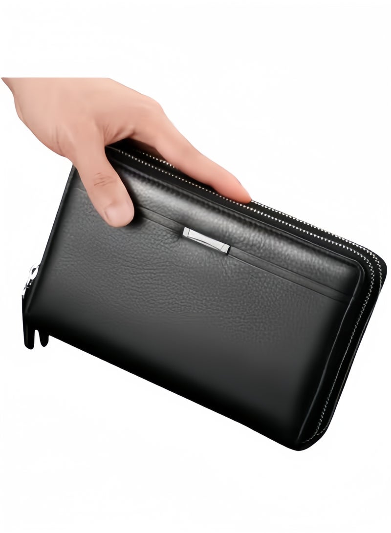 HALAMODO Men's Wallet Long Purse Leather Clutch Large Business Handbag Phone Card Holder Case Travel Wallet as Gift for Men Father Son Husband Boyfriend - Image 3
