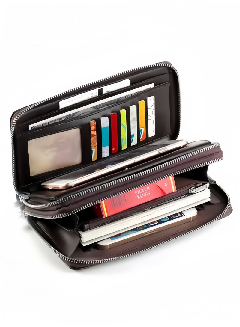 HALAMODO Men's Wallet Long Purse Leather Clutch Large Business Handbag Phone Card Holder Case Travel Wallet as Gift for Men Father Son Husband Boyfriend - Image 5