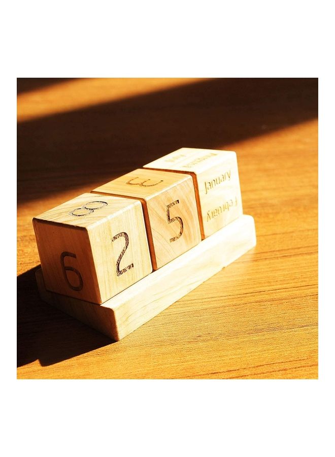 NIBEMINENT Desk Perpetual Calendar Brown  - Image 1