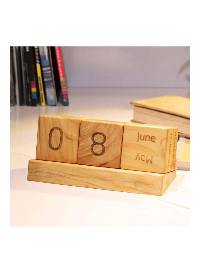 NIBEMINENT Desk Perpetual Calendar Brown  - Image 3