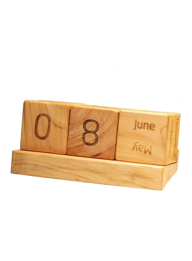 NIBEMINENT Desk Perpetual Calendar Brown  - Image 2