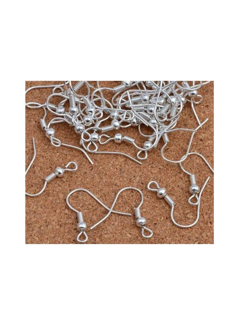 Generic 100 Pcs Stainless Steel Earring Hook Ear Wire Hook For DIY Jewelry Findings Earrings Making Silver Plated Earring Accessories - Image 2