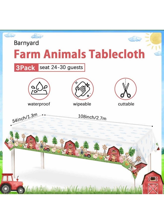 Heboland 3 Pieces Farm Animal Birthday Party Supplies Tablecloth Large Size 54 X 108 Inch Rectangular Plastic Table Cover Barnyard Birthday Party Supplies Decorations For Baby Shower Boys Girls - Image 4