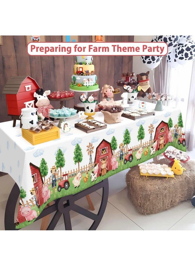 Heboland 3 Pieces Farm Animal Birthday Party Supplies Tablecloth Large Size 54 X 108 Inch Rectangular Plastic Table Cover Barnyard Birthday Party Supplies Decorations For Baby Shower Boys Girls - Image 3