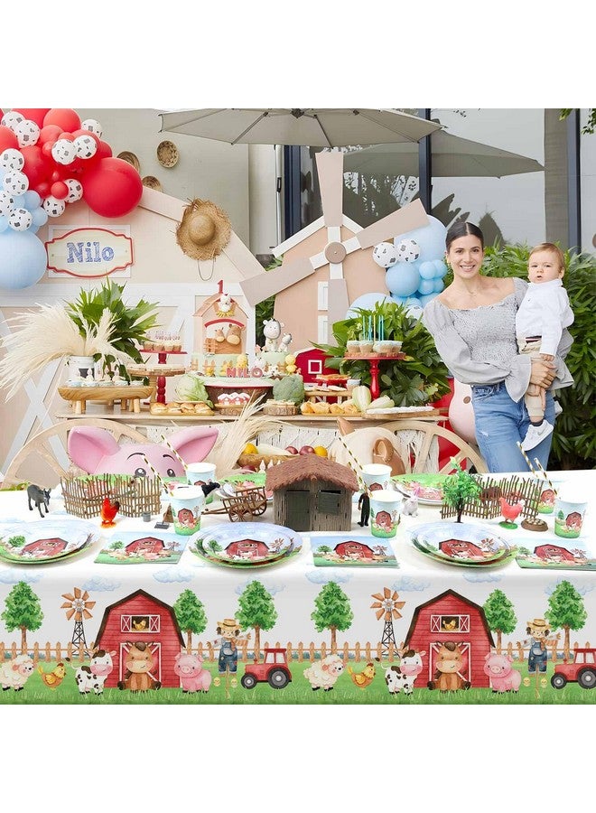Heboland 3 Pieces Farm Animal Birthday Party Supplies Tablecloth Large Size 54 X 108 Inch Rectangular Plastic Table Cover Barnyard Birthday Party Supplies Decorations For Baby Shower Boys Girls - Image 2
