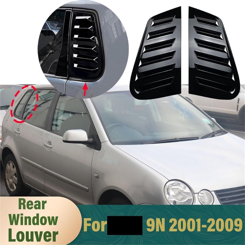 DYXN زوج من أغطية نوافذ التهوية الخلفية بلون أسود لامع، متوافقة مع سيارة VW Polo 9N من عام 2001 إلى 2009 (لون أسود لامع) - Image 2