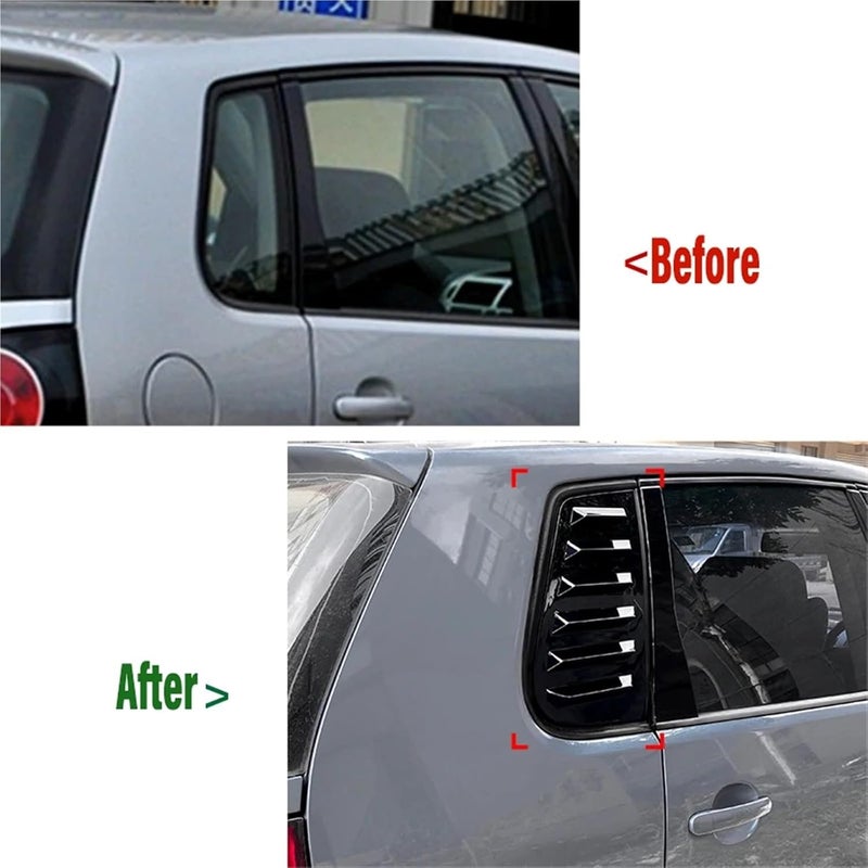DYXN زوج من أغطية نوافذ التهوية الخلفية بلون أسود لامع، متوافقة مع سيارة VW Polo 9N من عام 2001 إلى 2009 (لون أسود لامع) - Image 4