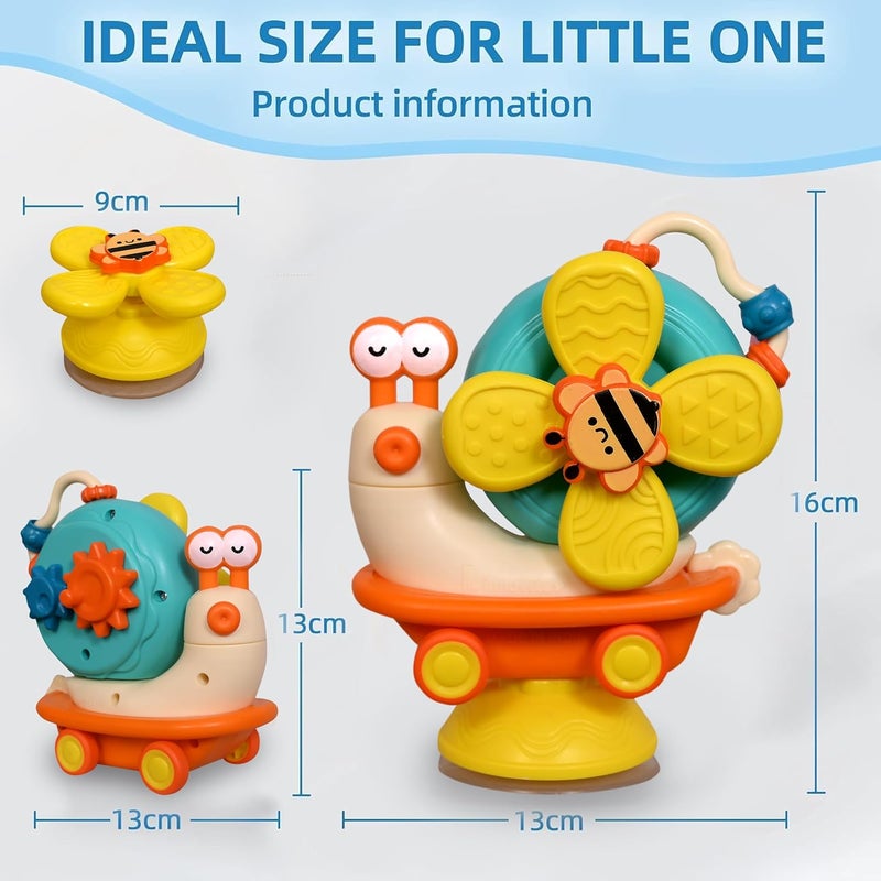 Tec Tavakkal ألعاب تعليمية حسية من مونتيسوري - ألعاب حيوانات لطيفة مصنوعة من السيليكون الغذائي - ألعاب استحمام للأطفال مع أكواب شفط - ألعاب دوارة قابلة للتحويل - سيارة دفع وذهاب - أنشطة تعليمية - هدايا للأطفال - Image 3