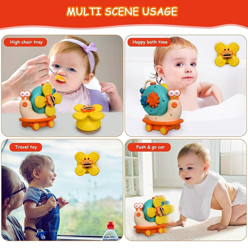 Tec Tavakkal ألعاب تعليمية حسية من مونتيسوري - ألعاب حيوانات لطيفة مصنوعة من السيليكون الغذائي - ألعاب استحمام للأطفال مع أكواب شفط - ألعاب دوارة قابلة للتحويل - سيارة دفع وذهاب - أنشطة تعليمية - هدايا للأطفال - Image 2