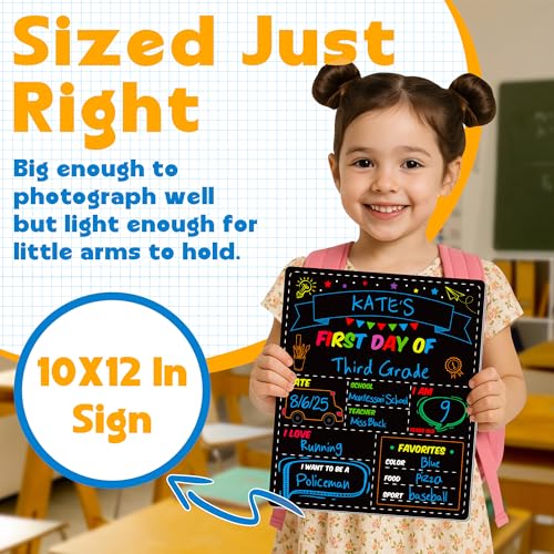 Melisheer First and Last Day of School Board, 10 X 12 in Double Sided First Day of School Board, Paper Back to Class Chalkboard for Kindergarten Pre-School Memories and Milestones - Image 3