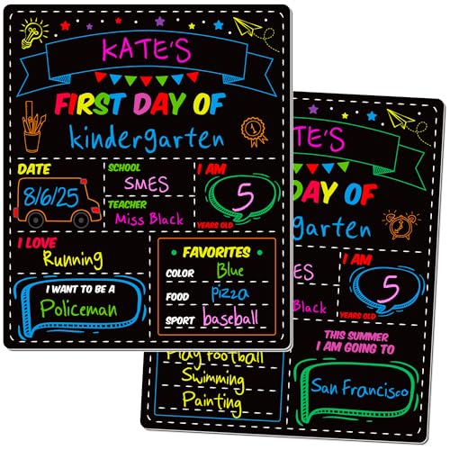 Melisheer First and Last Day of School Board, 10 X 12 in Double Sided First Day of School Board, Paper Back to Class Chalkboard for Kindergarten Pre-School Memories and Milestones - Image 1