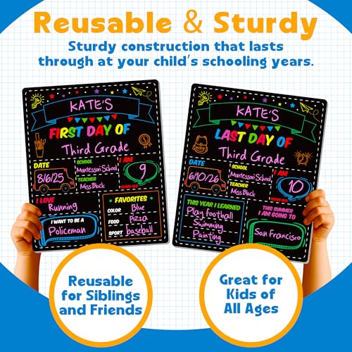 Melisheer First and Last Day of School Board, 10 X 12 in Double Sided First Day of School Board, Paper Back to Class Chalkboard for Kindergarten Pre-School Memories and Milestones - Image 5
