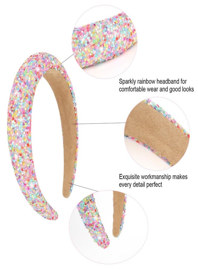 Jaciya Sequin Headbands for Girls Sparkly Wide Rainbow Headbands for Women Cute Confetti Head Band Fashion Hairband for Girls Women Hair Accessories - Image 2