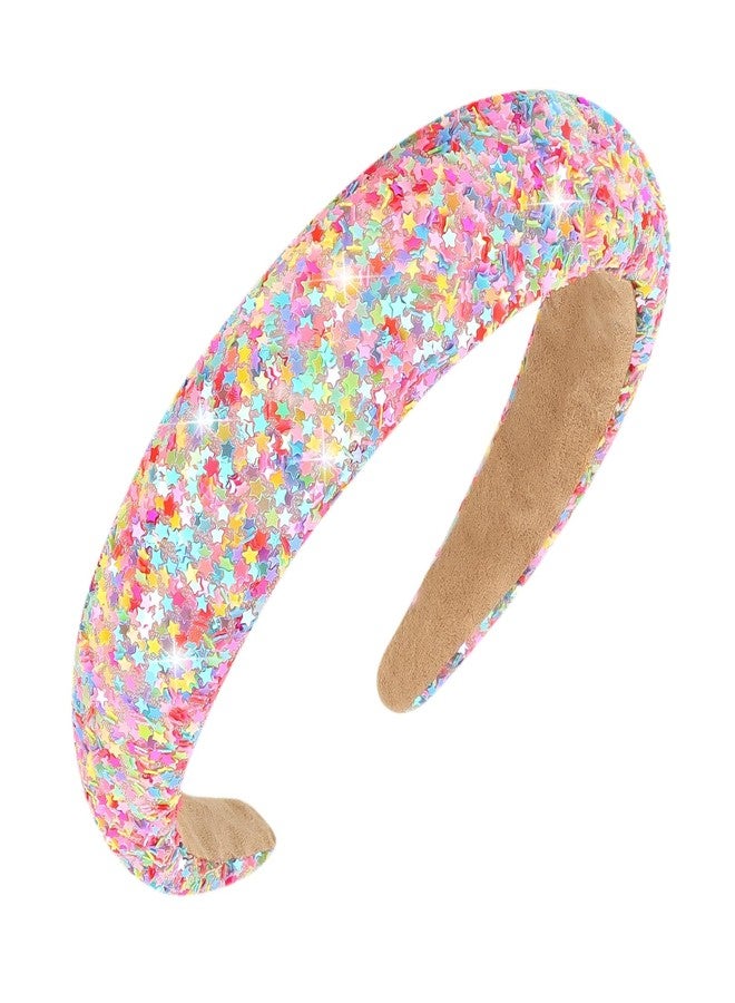 Jaciya Sequin Headbands for Girls Sparkly Wide Rainbow Headbands for Women Cute Confetti Head Band Fashion Hairband for Girls Women Hair Accessories - Image 1