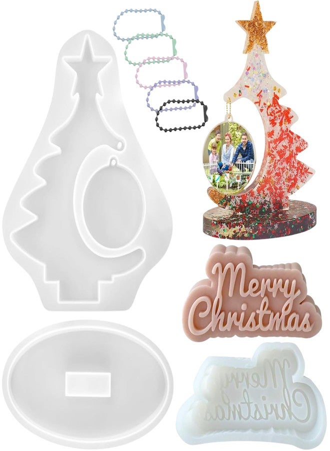 Atarvana Christmas Photo Frame Resin Molds Set, Atarvana 2PCS Christmas Tree Resin Mold & Merry Christmas Molds for Unique Ornament Molds DIY Crafts Gift Table Home Decor - Image 1