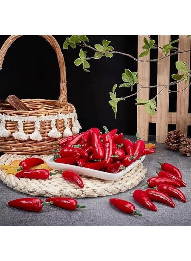 ماركة غير محددة 20 قطعة من الفلفل الحار الأحمر المزيف الواقعي، دعامات تصوير، خضراوات بلاستيكية مزيفة للدعامات الفوتوغرافية، ديكور طاولة المطبخ وزخرفة الخزانة، فواكه صناعية  - Image 5