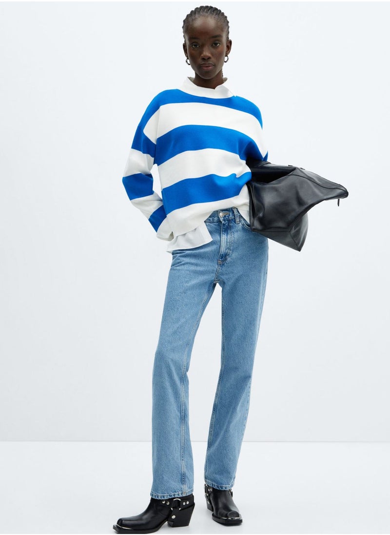 MANGO - Crew Neck Color Block Sweater - Image 1