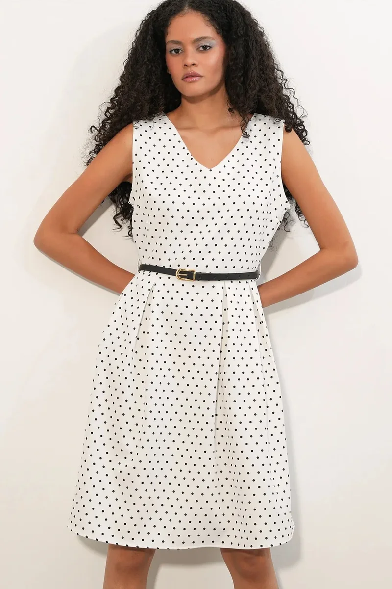 بيغ دارت BDART Polka Dot Belted Midi A-Line Dress