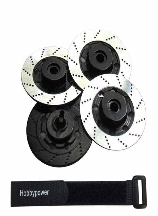 Hobbypower Aluminum 12mm Hex Hub Wheel Tires Brake Disc for 1/10 On-Road Car XI D3 D4 (Pack of 4,Black & Sliver) - Image 1