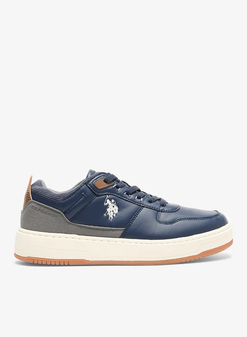 U.S. Polo Assn. Men's Navy Low-Top Sneakers - Stylish Casual Shoes with Grey and Tan Accents, Durable and Stylish Casual Footwear