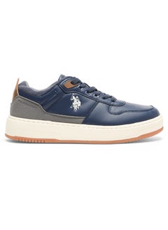 U.S. Polo Assn. Men's Navy Low-Top Sneakers - Stylish Casual Shoes with Grey and Tan Accents, Durable and Stylish Casual Footwear  - Image 1