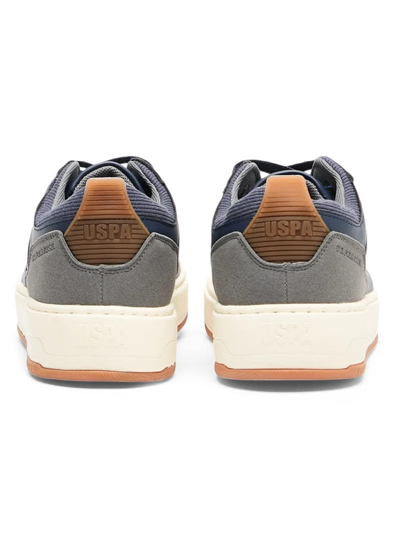 يو اس بولو اسن Men's Navy Low-Top Sneakers - Stylish Casual Shoes with Grey and Tan Accents, Durable and Stylish Casual Footwear