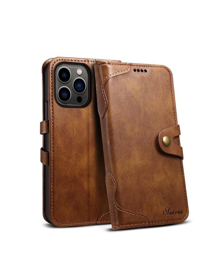 Suteni Calf Texture Buckle Wallet Leather Phone Case For iPhone 14 Pro Max - Image 1