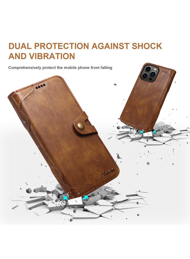 Suteni Calf Texture Buckle Wallet Leather Phone Case For iPhone 14 Pro Max - Image 3