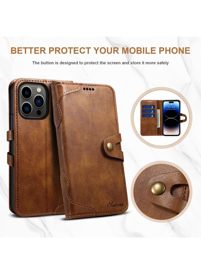 Suteni Calf Texture Buckle Wallet Leather Phone Case For iPhone 14 Pro Max - Image 2