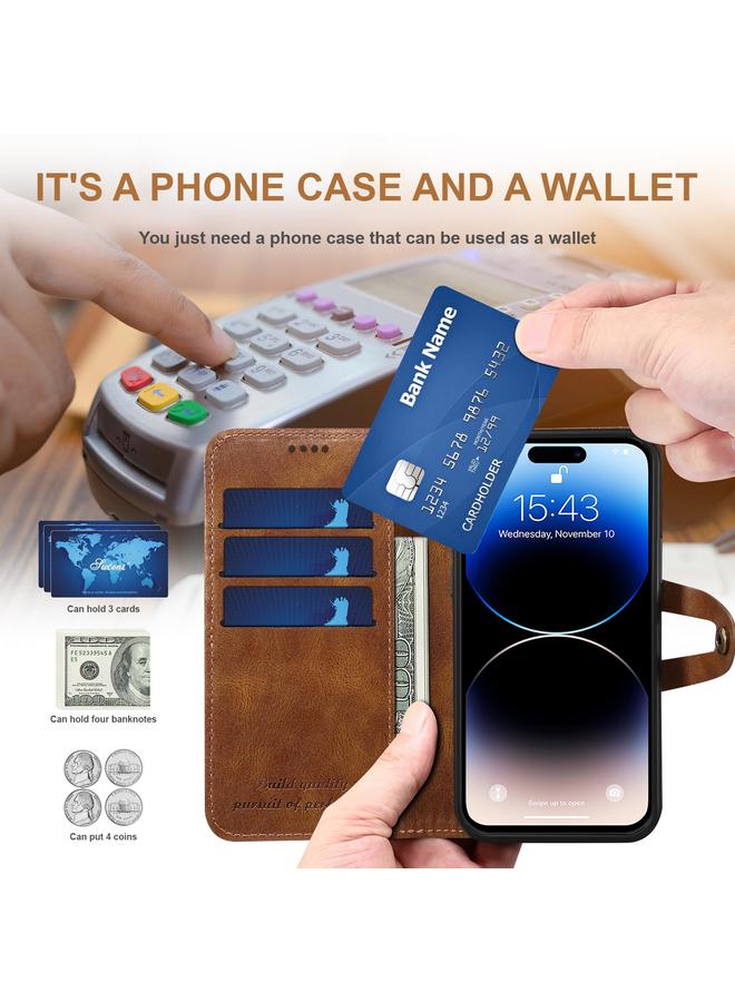Suteni Calf Texture Buckle Wallet Leather Phone Case For iPhone 14 Pro Max - Image 4