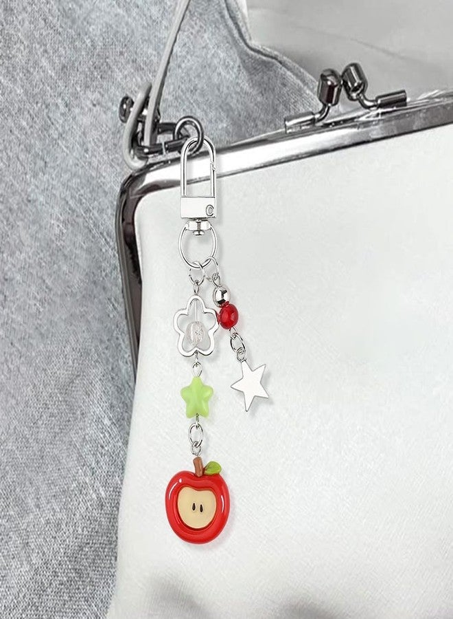 Tarini 2Pcs Cute Keychain, Bag Charm, Apple Shaped Keychains - Cute Glittery Fruit Key Chain, Stylish Bag Phone Charm, Versatile Accessories Gift for Women Friends Teens - Image 5