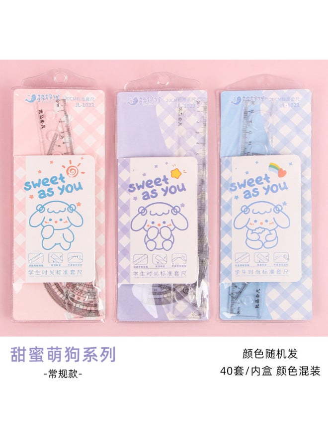 HELPS Cute Cartoon Set Of Rulers For Students, Multifunctional Triangle Ruler, Protractor, Four-piece Set, Soft Ruler - Image 1