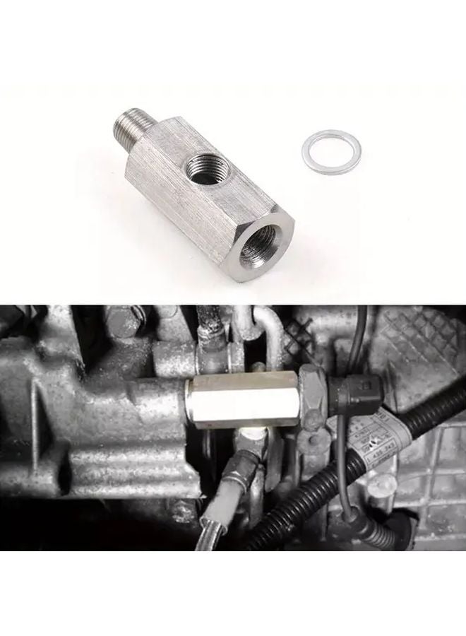 Stainless Steel NPT Oil Pressure Sensor Tee Adapter Turbo Supply Feed Line Gauge - Image 2