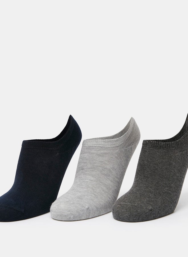 DUCHINI Men's Solid No Show Socks - Set of 3 - Image 1