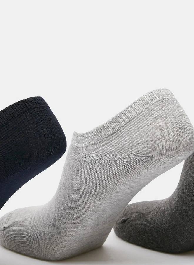 DUCHINI Men's Solid No Show Socks - Set of 3
