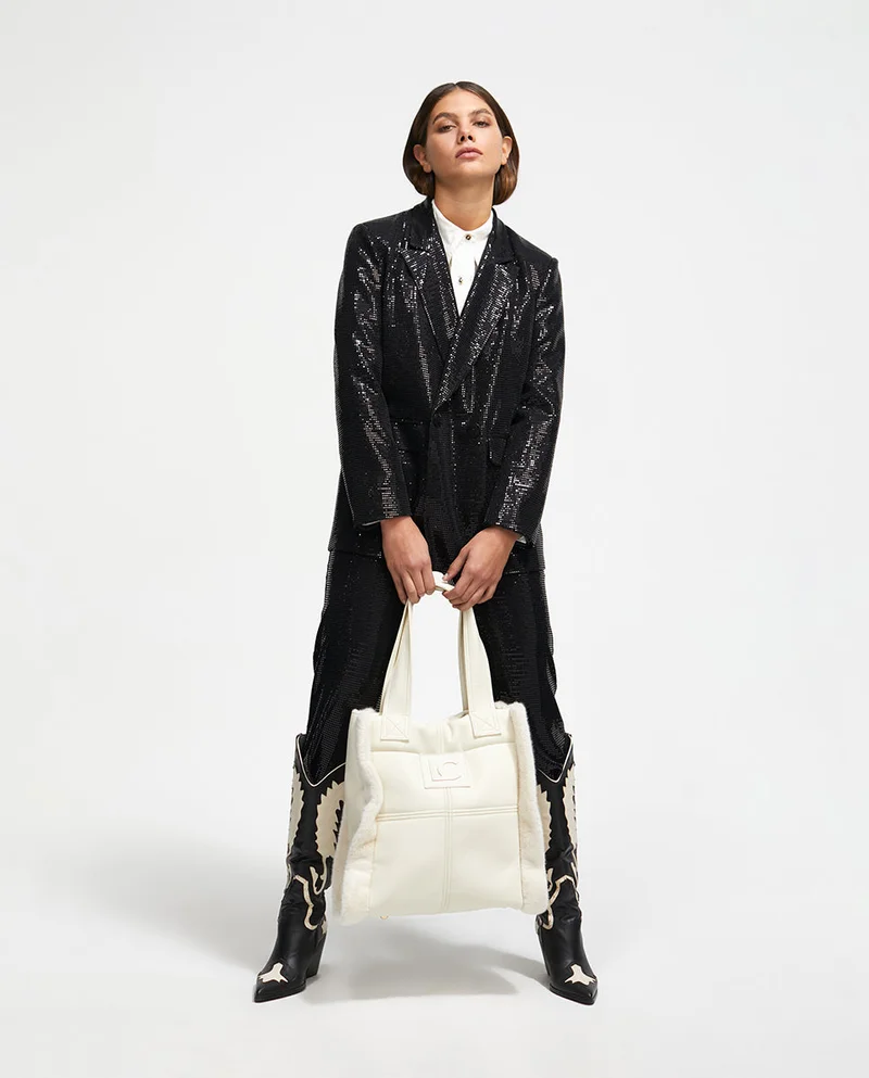 Lola Casademunt Faux leather and faux fur tote bag