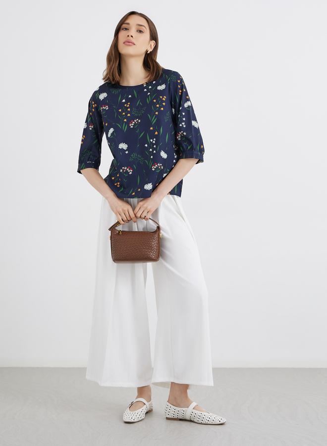 Take Two Women Navy Blue Floral Print Top - Image 2