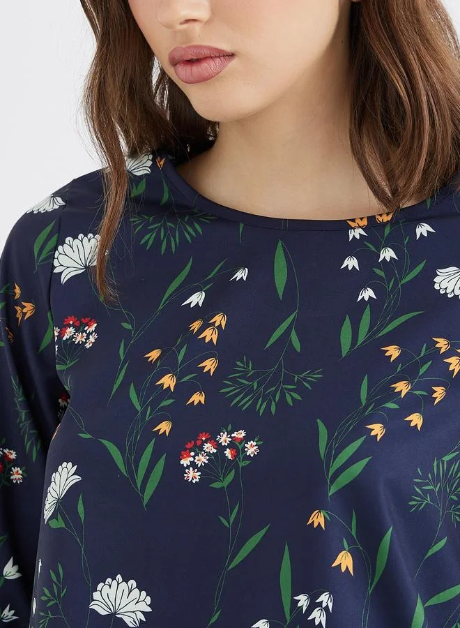 Take Two Take Two Women Navy Blue Floral Print Top