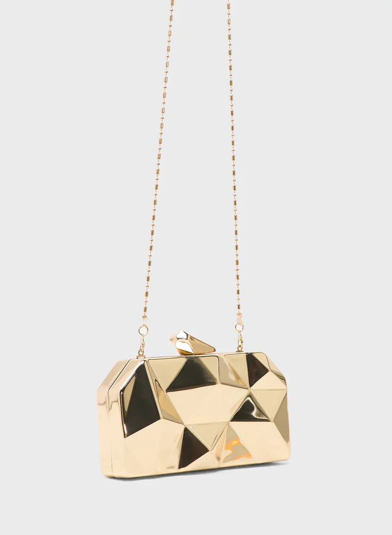 Ella Limited Edition Metallic Geometric Gold Accent Statement Clutch