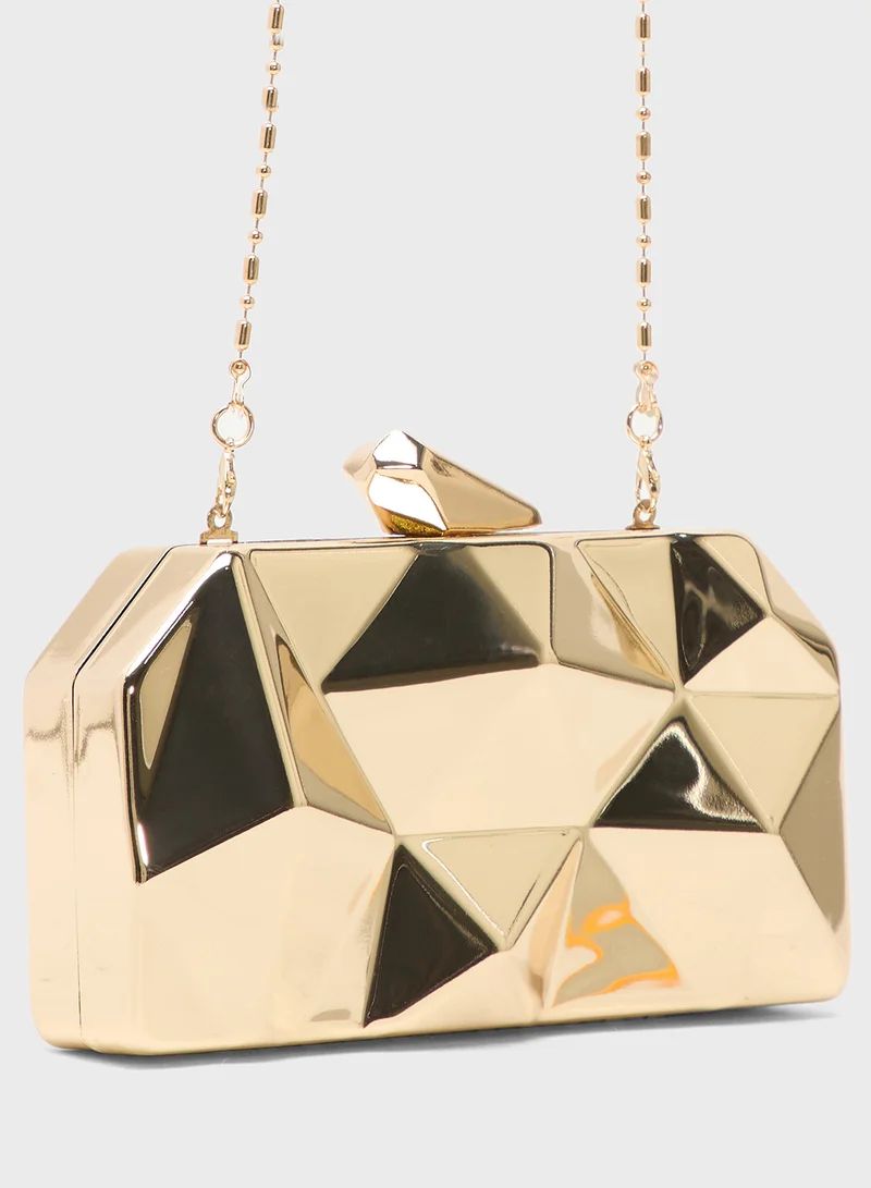 Ella Limited Edition Metallic Geometric Gold Accent Statement Clutch