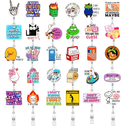 Yinkin 30PCS Funny Badge Reel Nurse Retractable Name ID Clips Badge Holder Bulk for Nurses Doctor Student Medical Assistant Coworker Office Accessories CNA Appreciation Gifts Cute - Image 1
