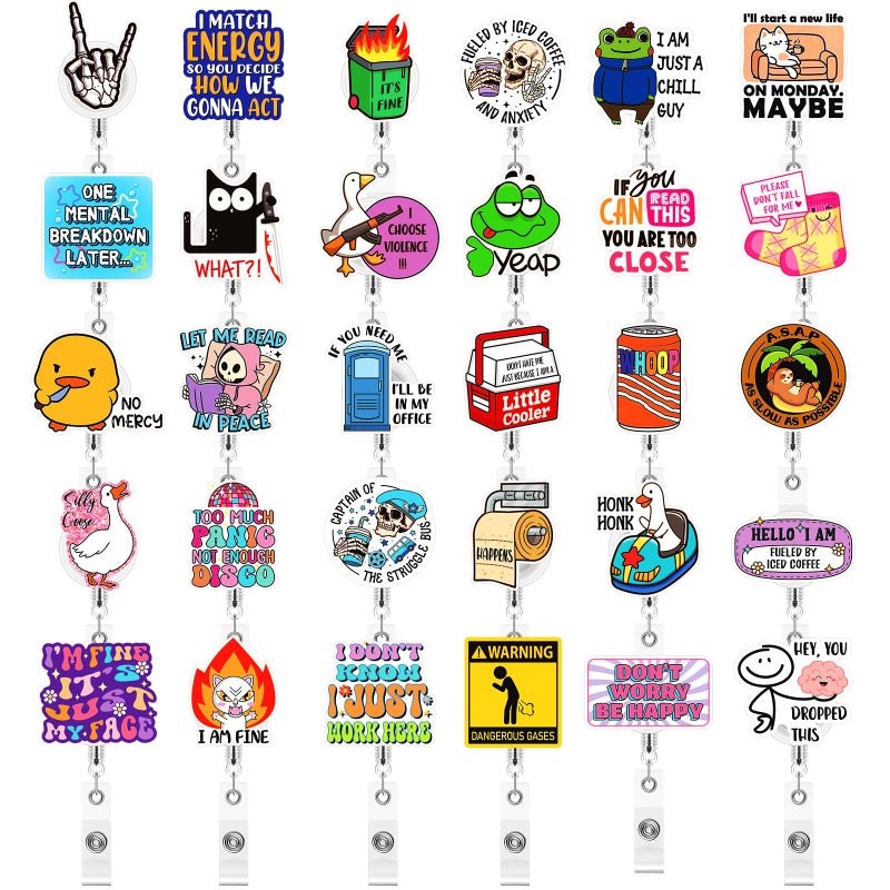 Yinkin 30PCS Funny Badge Reel Nurse Retractable Name ID Clips Badge Holder Bulk for Nurses Doctor Student Medical Assistant Coworker Office Accessories CNA Appreciation Gifts Cute - Image 2