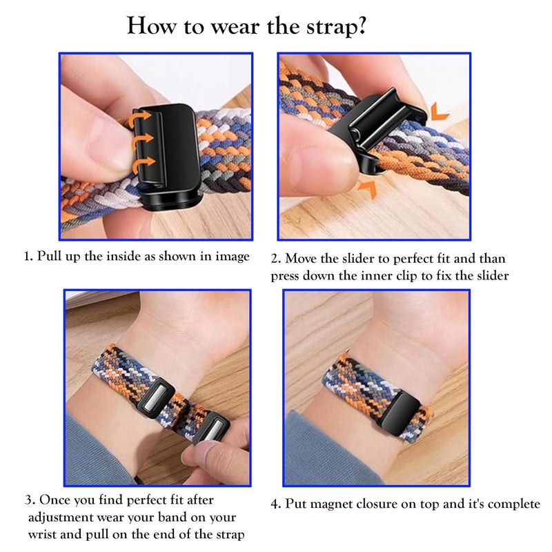 ACM Watch Strap Woven Braided Magnetic compatible with Universal 22mm Size Replacement Strap Smartwatch Adjustable Belt Band - Image 5