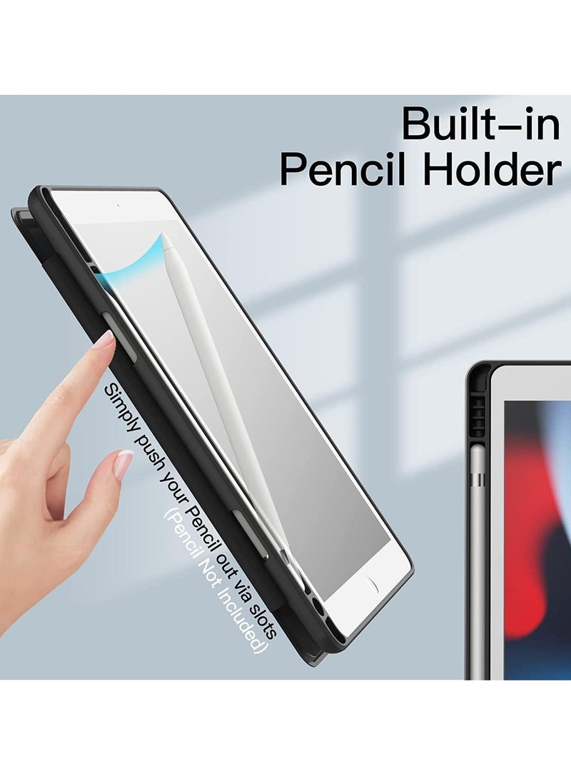 TIGER Case Compatible with iPad 10.2-Inch (9th/8th/7th Gen, 2021/2020/2019) – Slim Stand Tablet Cover with Pencil Holder, Clear Transparent Back Shell, Shockproof Design (Black) - Image 3