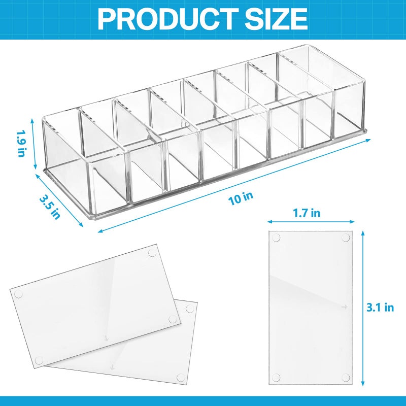 Tuanse 4 Pcs Acrylic Makeup Compact Organizer Detachable 8 Spaces Clear Vanity Drawer Organizer Eyeshadow Palette Storage for Lipstick Highlighter, Skincare Cosmetic Display Cases for Bathroom - Image 2